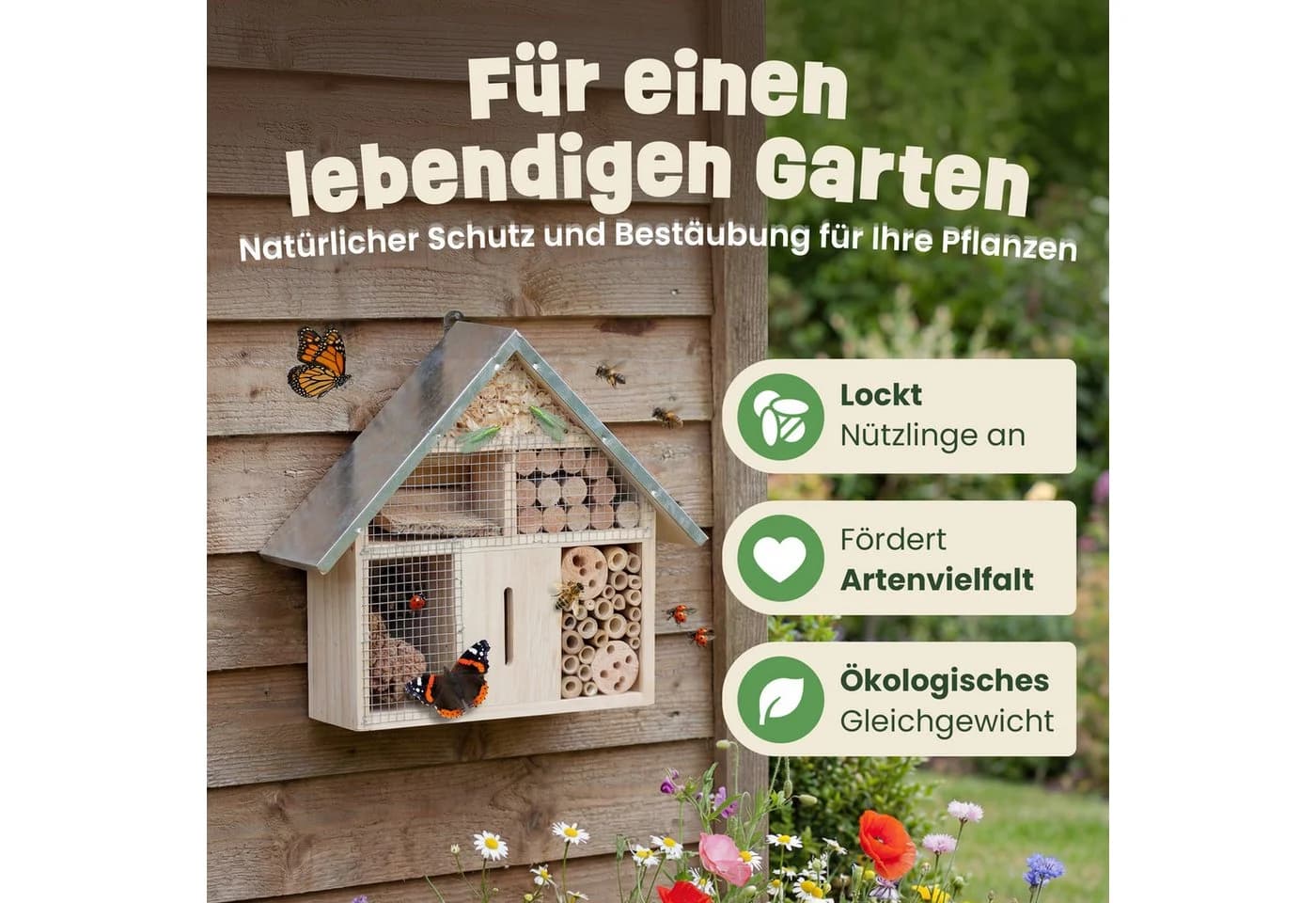 Zooprinz Insektenhotel XXL aus Vollholz mit Blechdach