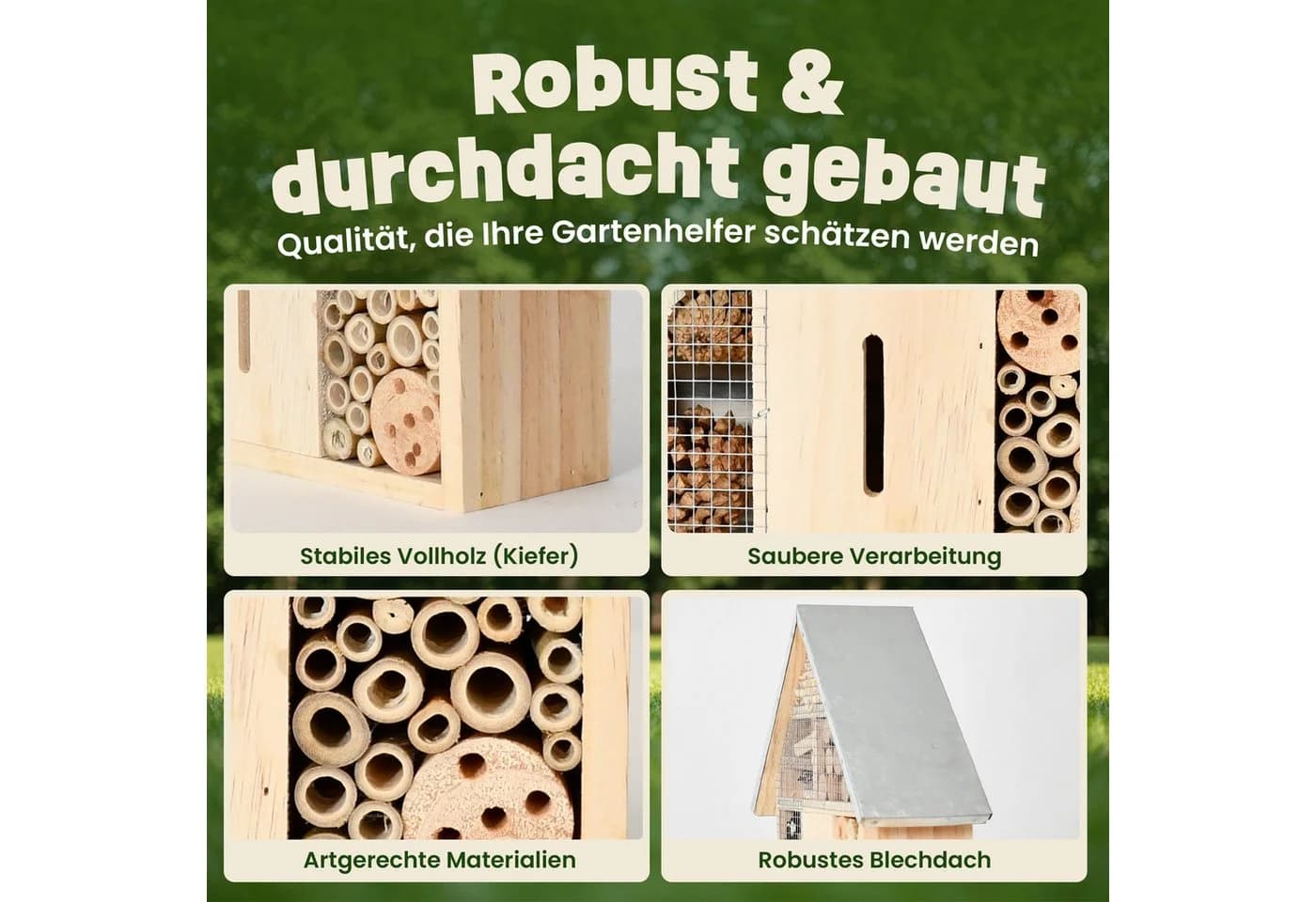 Zooprinz Insektenhotel XXL aus Vollholz mit Blechdach - Bild 4