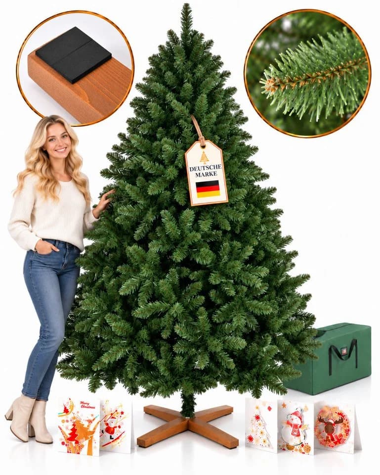 Onbest Künstlicher Weihnachtsbaum Nordmanntanne PVC mit Holzständer - Bild 2