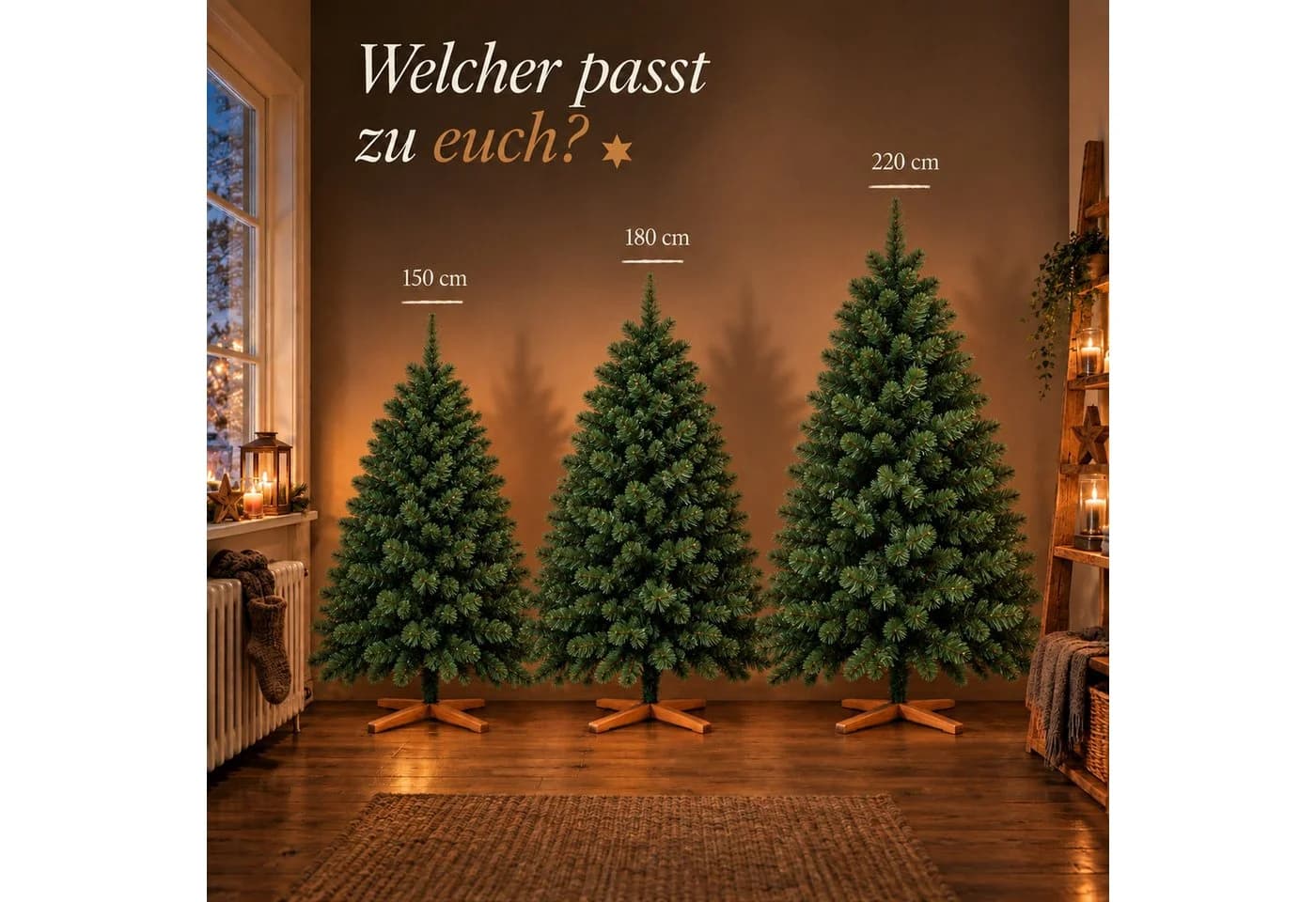 Onbest Künstlicher Weihnachtsbaum Nordmanntanne PVC mit Holzständer - Bild 3