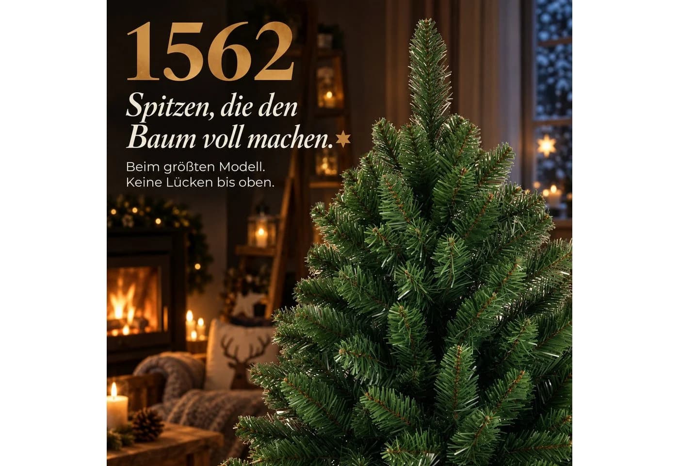 Onbest Künstlicher Weihnachtsbaum Nordmanntanne PVC mit Holzständer - Bild 5