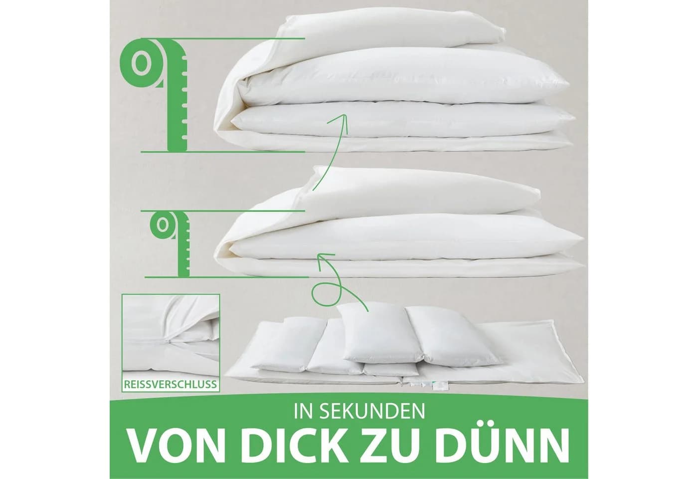 Welldora Höhenverstellbares Kopfkissen Daunenfasern & Federn