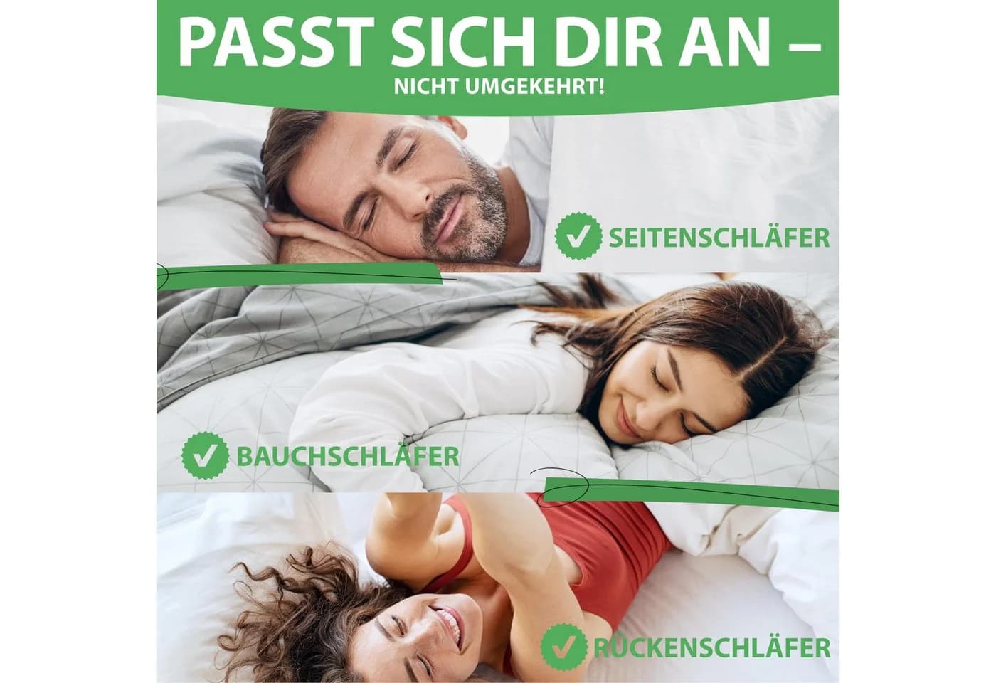 Welldora Höhenverstellbares Kopfkissen Daunenfasern & Federn - Bild 3