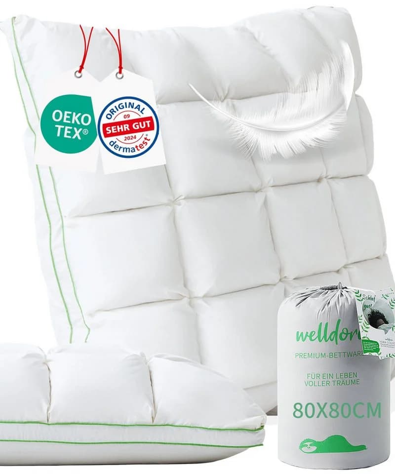 Welldora Premium Kopfkissen 100% Federn Mittelfest Ergonomisch - Bild 2