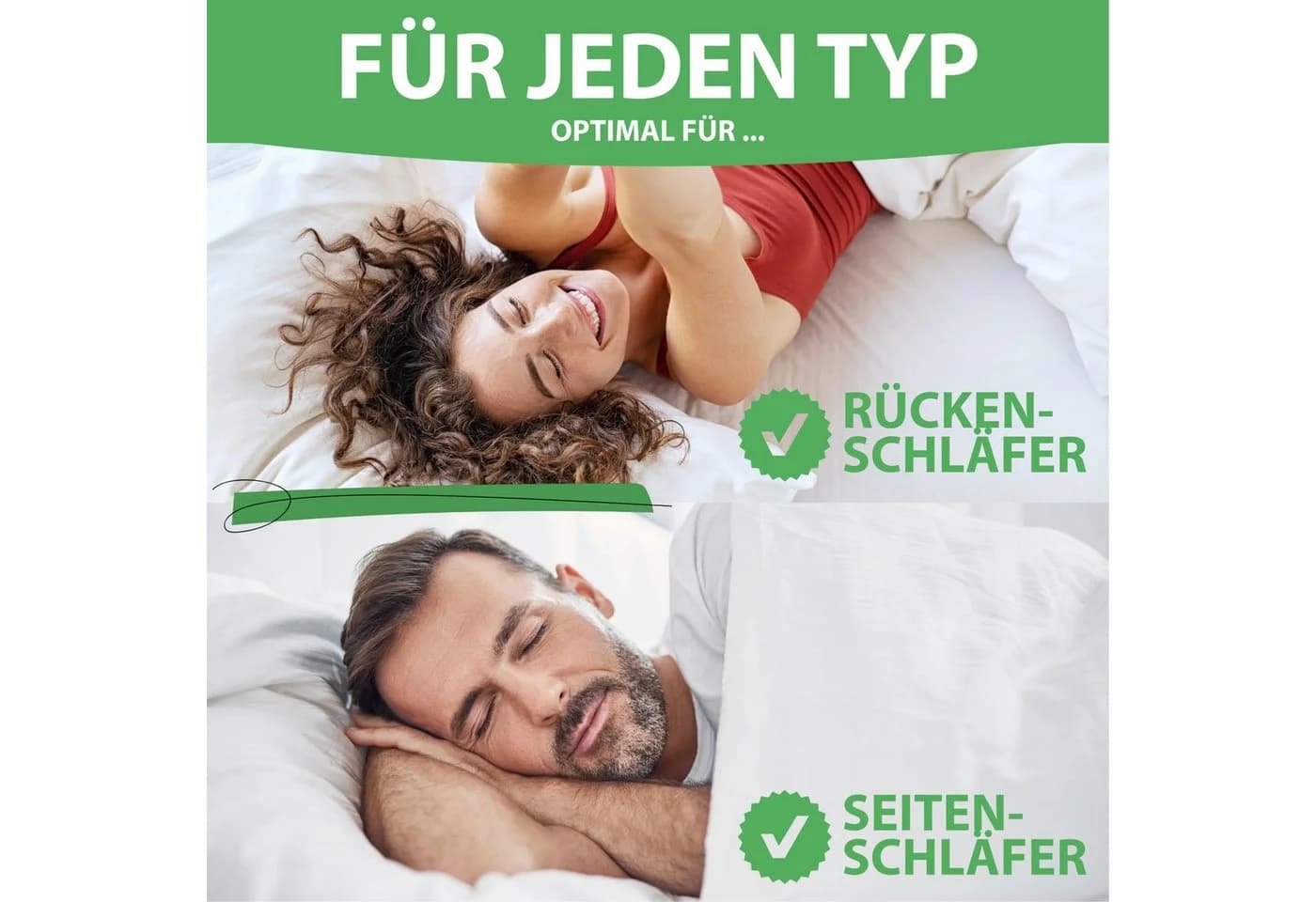 Welldora Premium Kopfkissen 100% Federn Mittelfest Ergonomisch - Bild 3