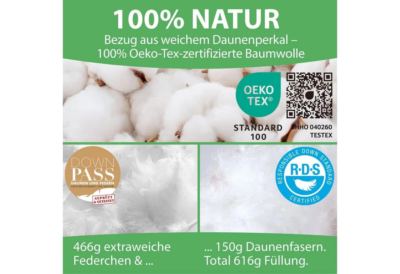 Welldora Premium Kopfkissen 100% Federn Mittelfest Ergonomisch - Bild 5