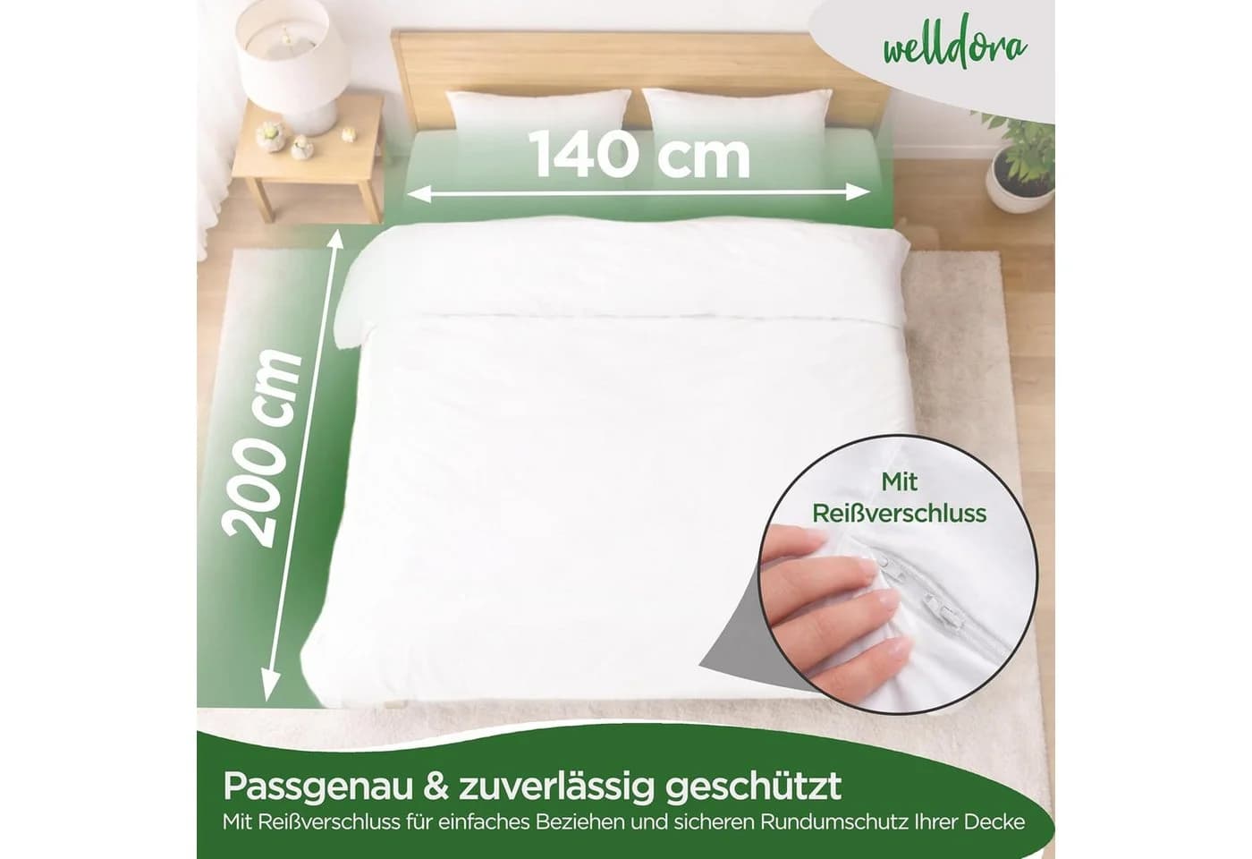 Welldora Bettbezug Milbenbezug Allergiker Encasing Mikrofaser