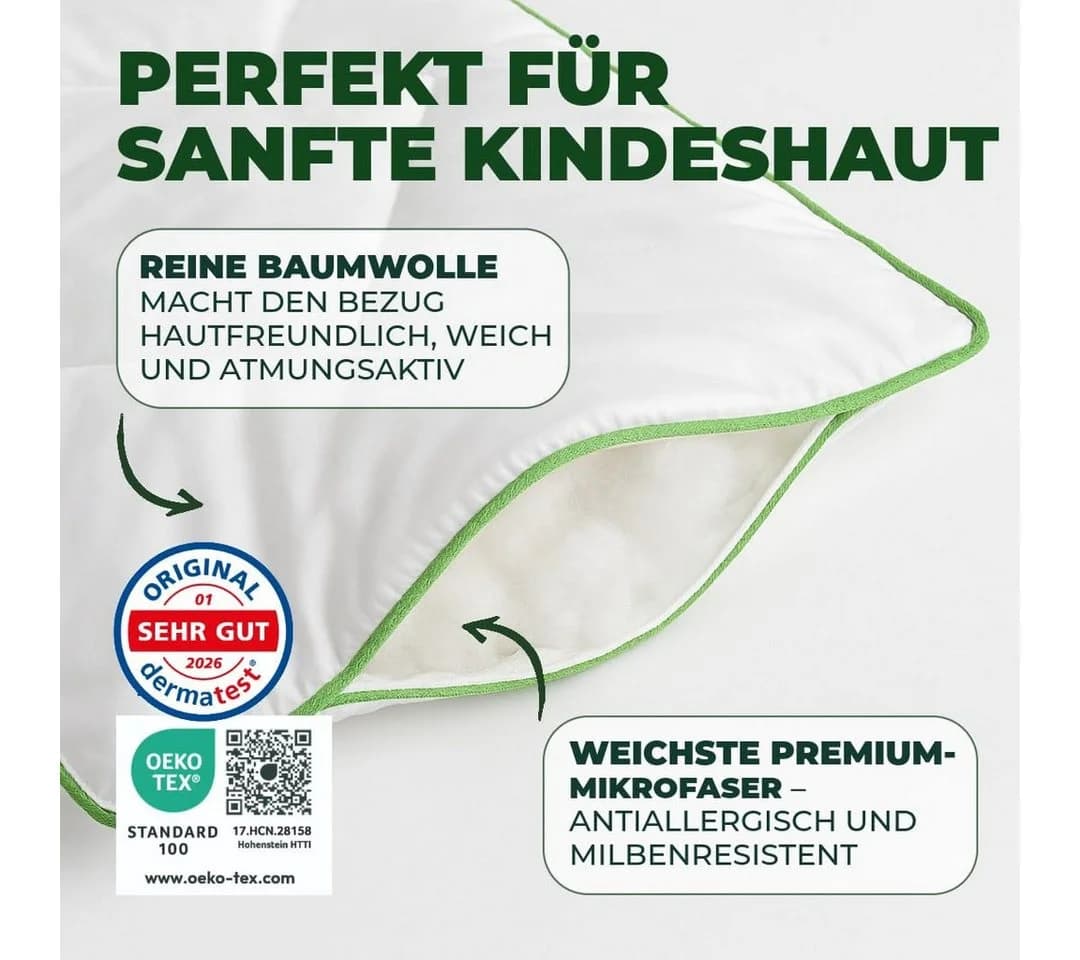 Welldora Kinderkissen 40x60 cm Flach Baumwolle - Bild 5