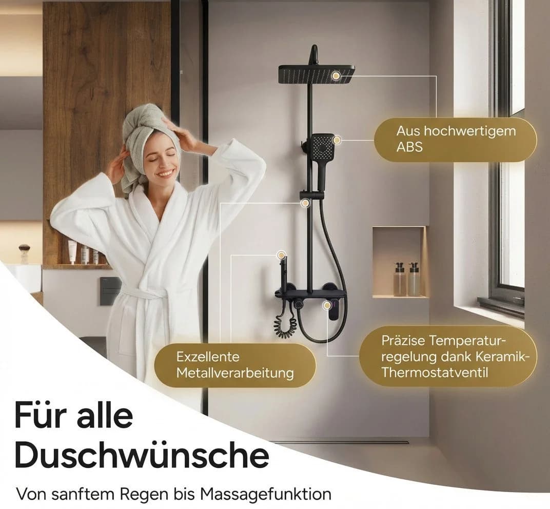 AQUANOBLE SYSTEMS Duschsystem 4-funktion Messing Chrom - Bild 4