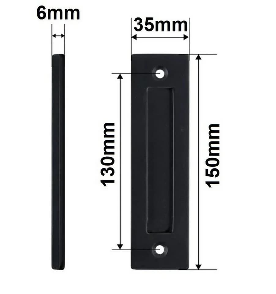 BAYLI Schiebetürmuschelgriff 2er Set Schwarz-Matt Gusseisen