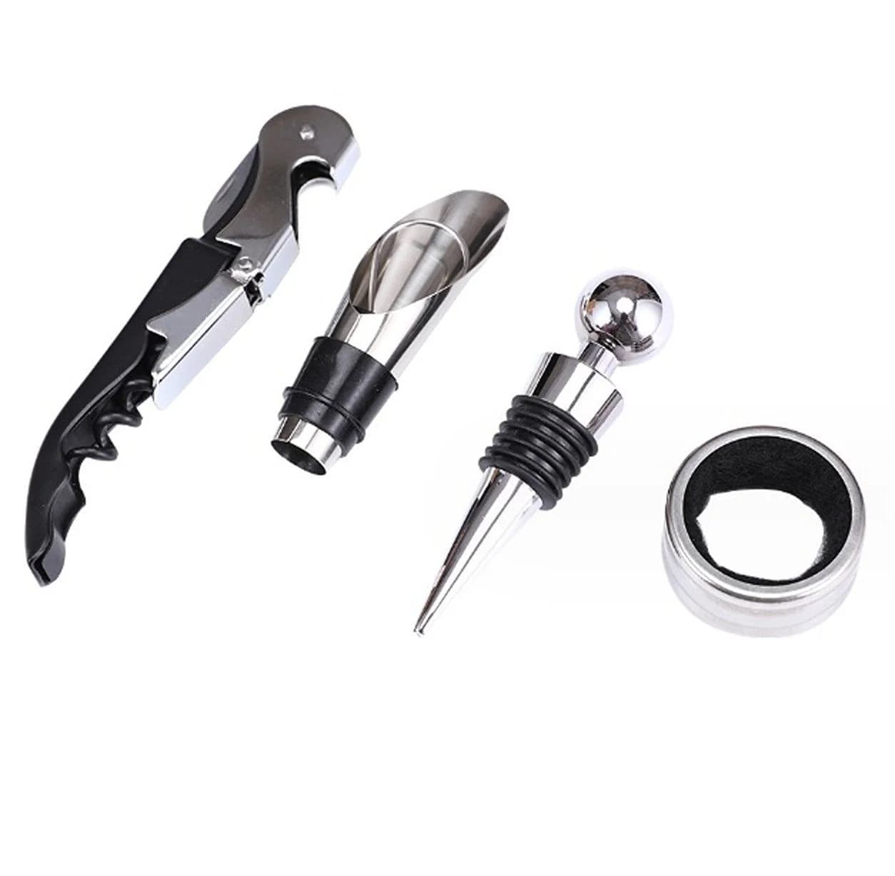 BAYLI Weinöffner-Set 4-teilig mit Geschenkkarton Edelstahl Schwarz