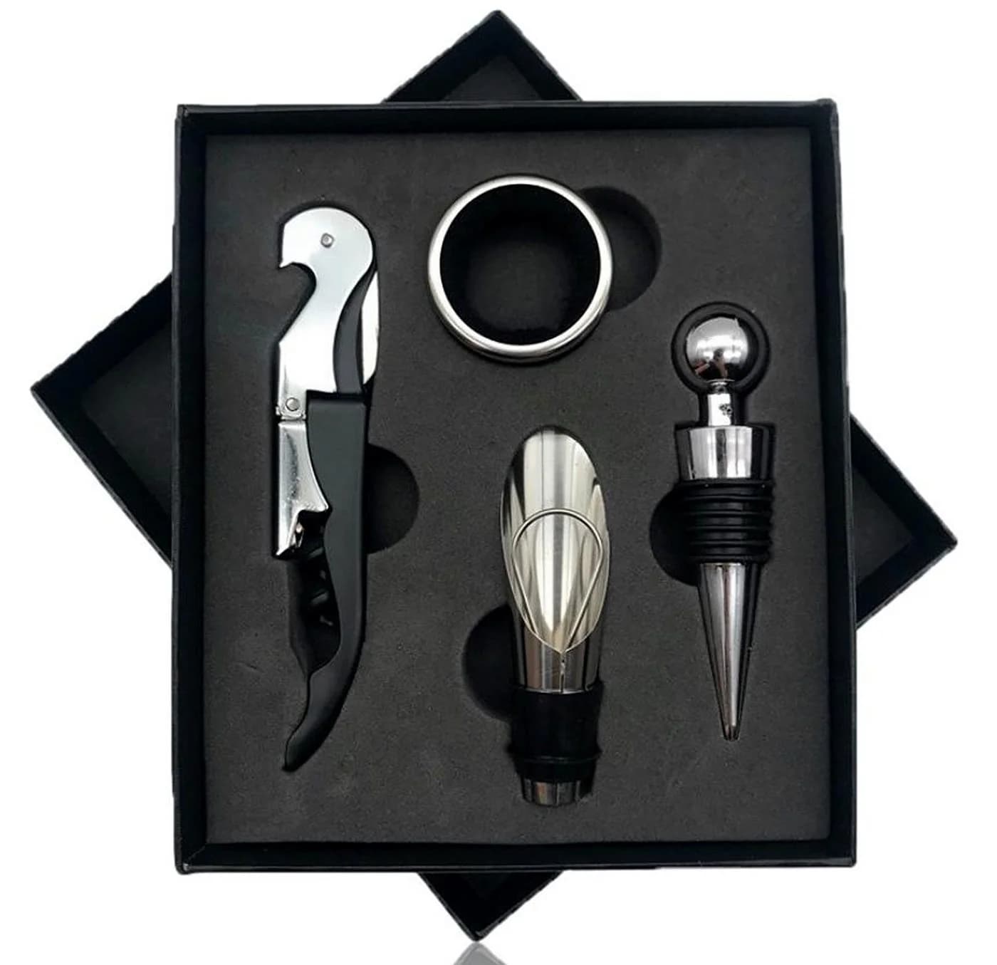 BAYLI Weinöffner-Set 4-teilig mit Geschenkkarton Edelstahl Schwarz - Bild 2