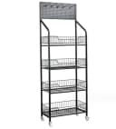BAYLI Mehrzweckregal Schwarz 140x50x27 cm mit Rollen Bild 2