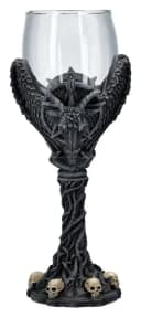 Figuren Shop GmbH Weinglas Geflügelter Baphomet Gothic Deko Totenkopf Bild 2