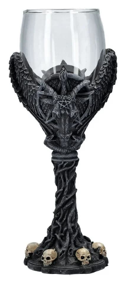 Figuren Shop GmbH Weinglas Geflügelter Baphomet Gothic Deko Totenkopf - Bild 2