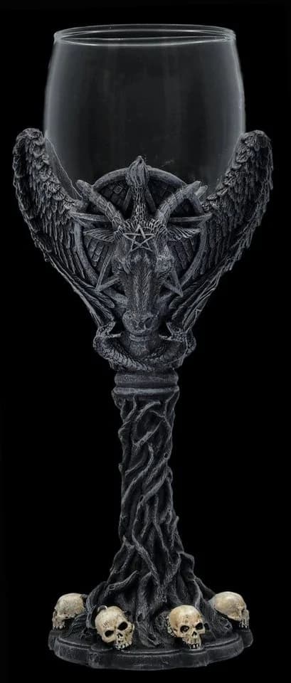 Figuren Shop GmbH Weinglas Geflügelter Baphomet Gothic Deko Totenkopf - Bild 5