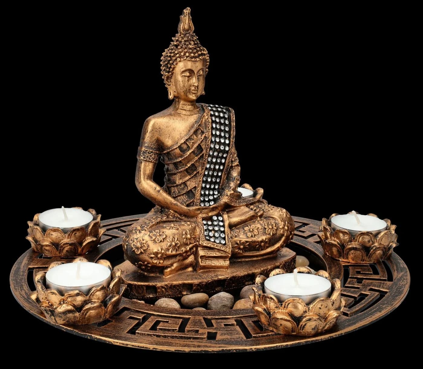 Figuren Shop GmbH Buddha Teelichthalter Bronzefarben Dekoschale