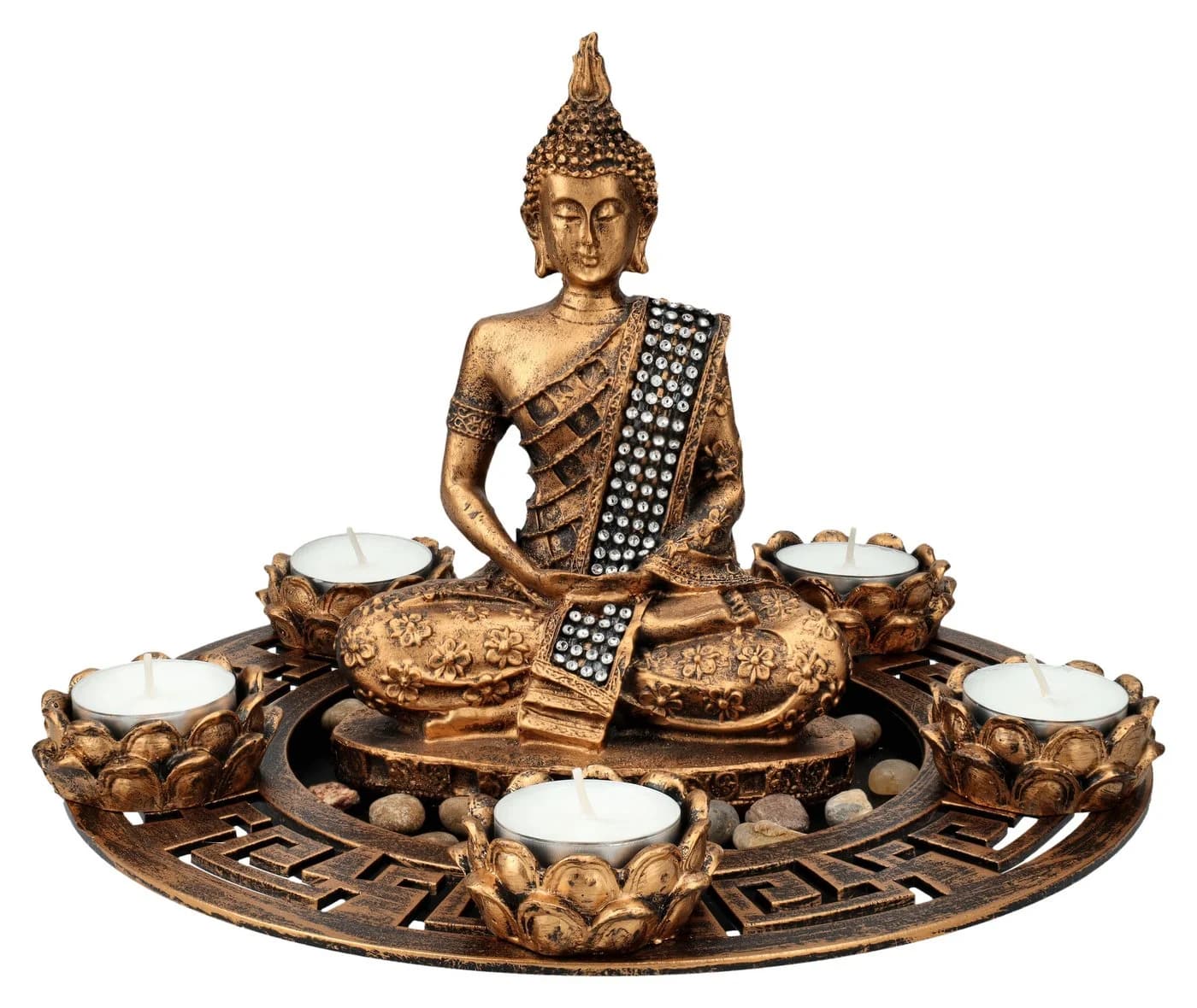 Figuren Shop GmbH Buddha Teelichthalter Bronzefarben Dekoschale - Bild 2