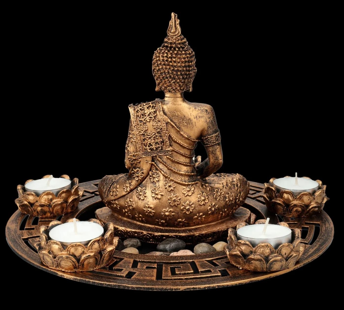 Figuren Shop GmbH Buddha Teelichthalter Bronzefarben Dekoschale - Bild 4