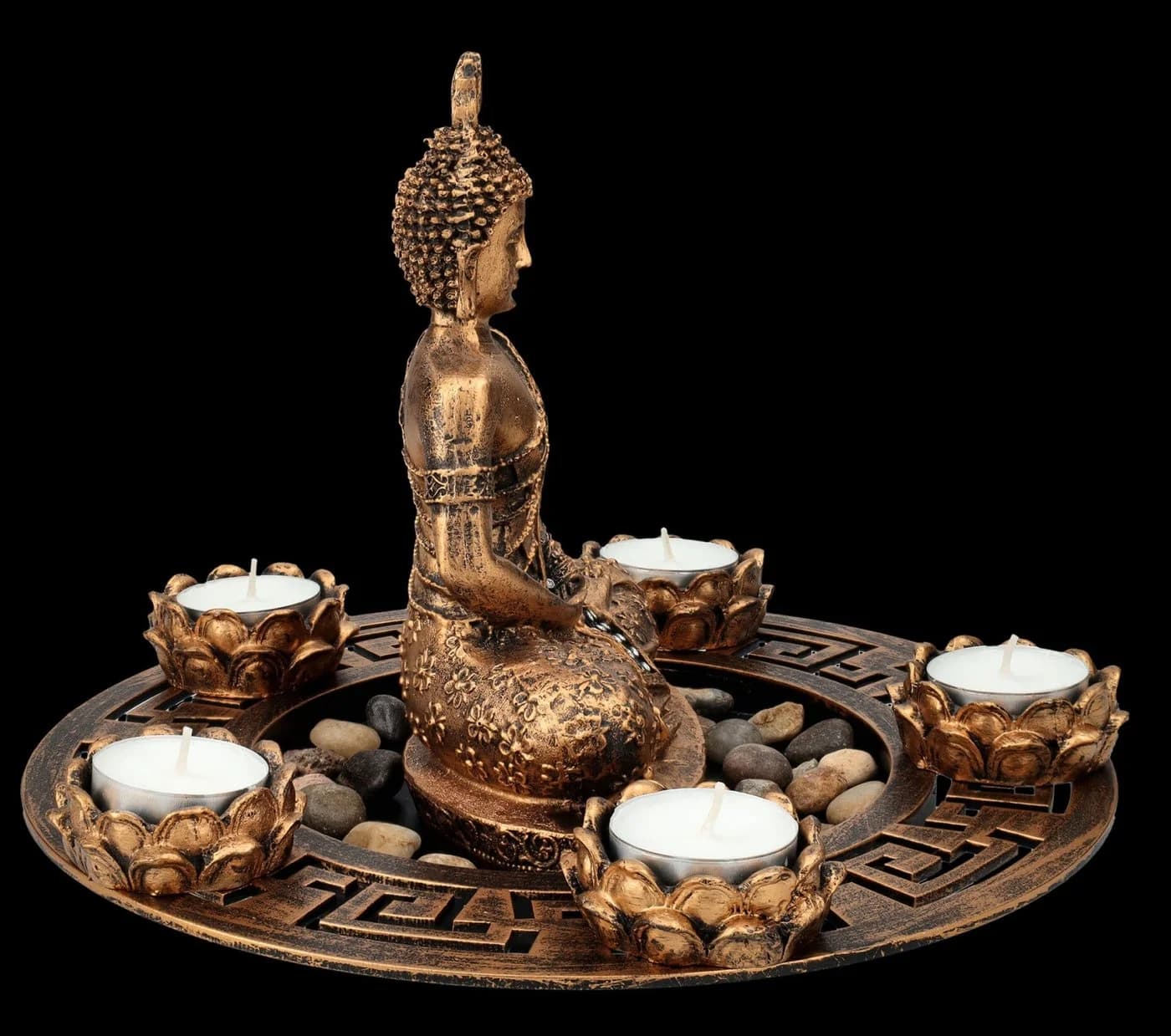 Figuren Shop GmbH Buddha Teelichthalter Bronzefarben Dekoschale - Bild 5