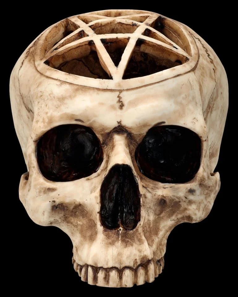 Figuren Shop GmbH Ritualschädel mit Pentagramm - Dekofigur Totenkopf