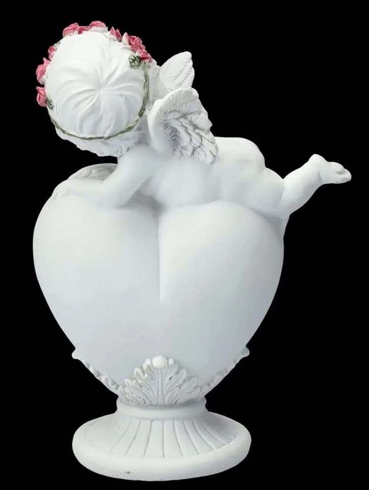 Figuren Shop GmbH Fantasy-Figur Engel Putte mit Rosenkranz auf Herz - Bild 4
