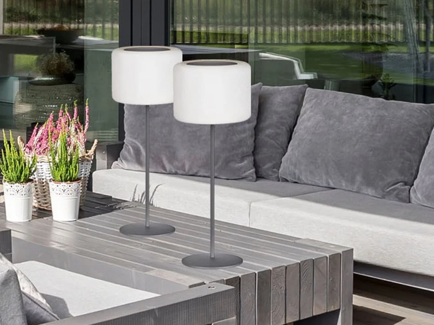 easy! BY FHL LED Solar Tischleuchte 2er Set Schwarz/Weiß