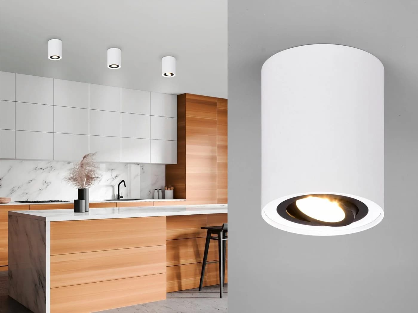 TRIO Leuchten LED Deckenstrahler Dimmfunktion Warmweiß Aufbau-Spot Aufputz Strahler Innen Lichtspot Weiß-Schwarz