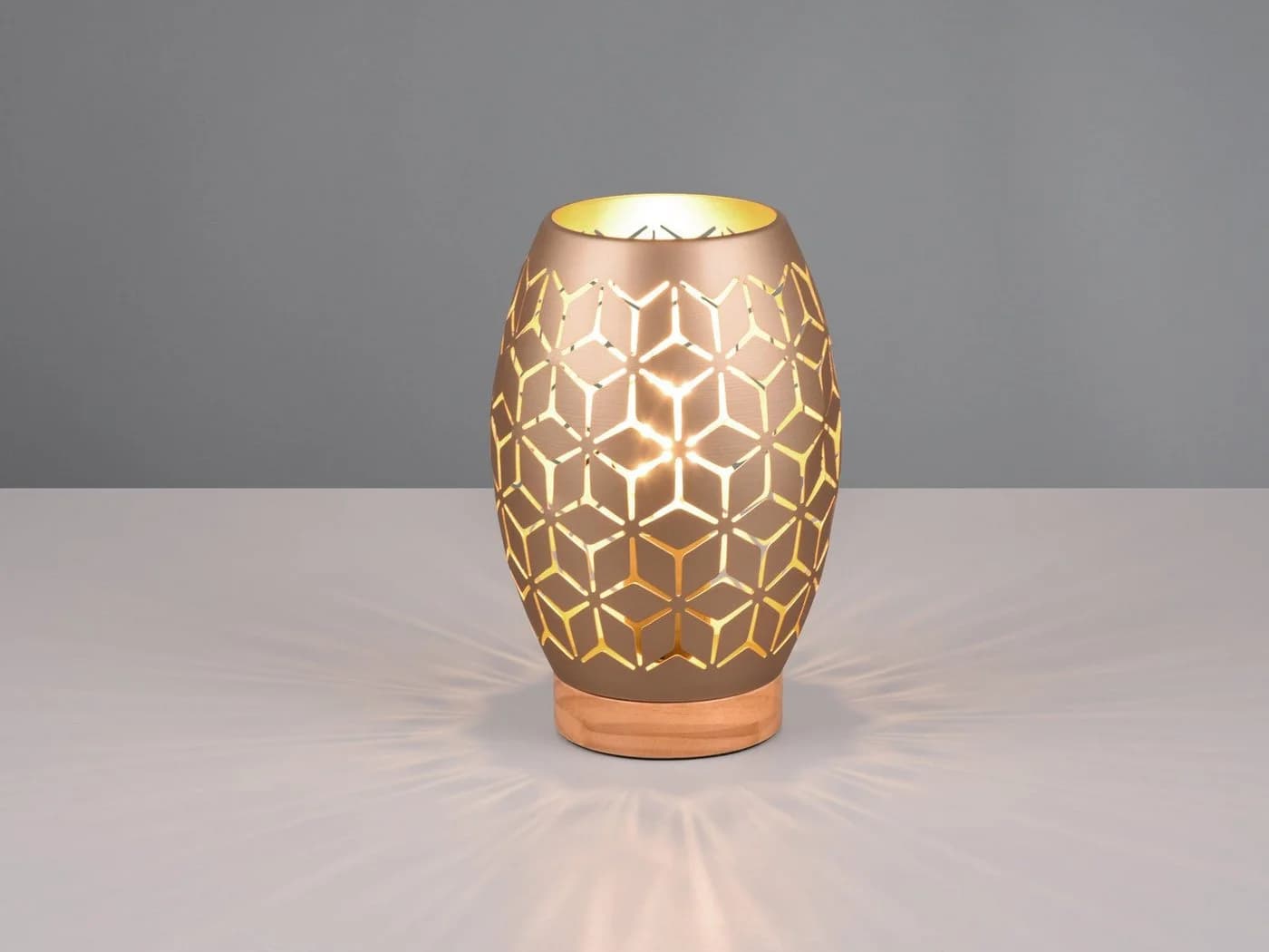 Reality Leuchten LED Nachttischlampe Dimmbar Warmweiß Metall Holz