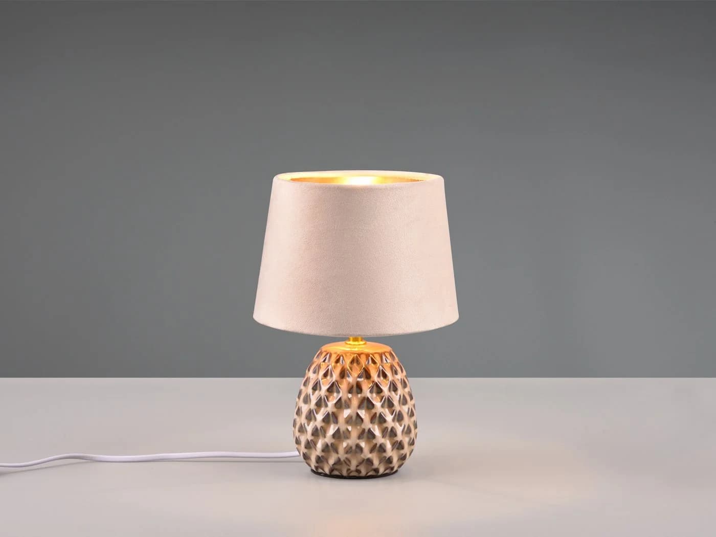 Reality Leuchten LED Nachttischlampe Retro Beige-Gold Dimmbar - Bild 5