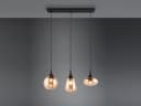 TRIO Leuchten LED Pendelleuchte Schwarz Amber 3x Glas Retro Bild 3