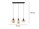 TRIO Leuchten LED Pendelleuchte Schwarz Amber 3x Glas Retro Bild 4