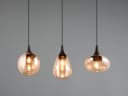 TRIO Leuchten LED Pendelleuchte Schwarz Amber 3x Glas Retro Bild 5