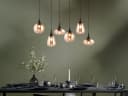 TRIO Leuchten LED Pendelleuchte Retro 6-flammig Schwarz Amber Dimmbar Bild 1