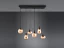 TRIO Leuchten LED Pendelleuchte Retro 6-flammig Schwarz Amber Dimmbar Bild 3