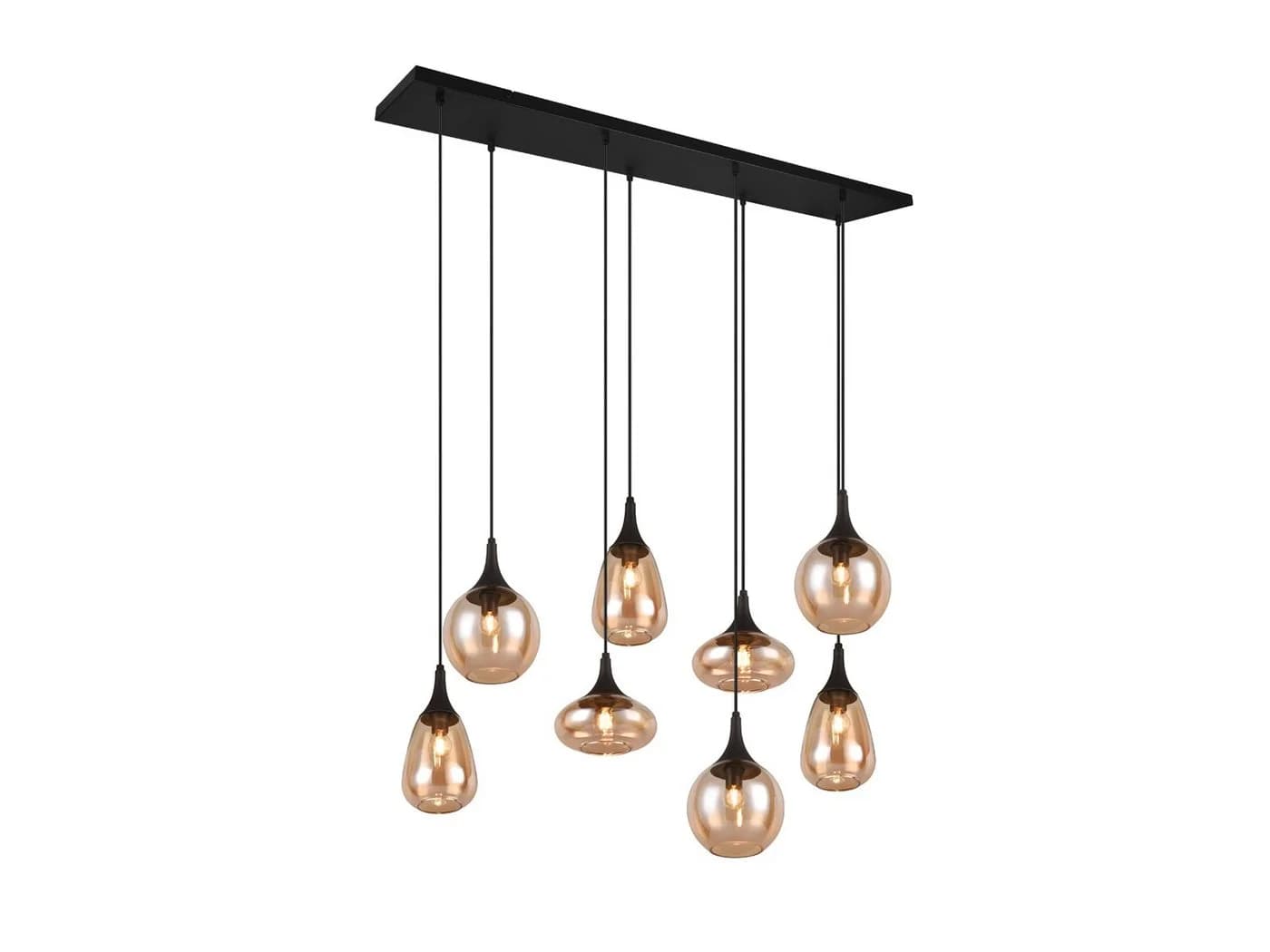 TRIO Leuchten LED Pendelleuchte Retro 8-flammig Schwarz Amber - Bild 2