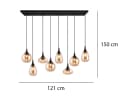 TRIO Leuchten LED Pendelleuchte Retro 8-flammig Schwarz Amber Bild 4