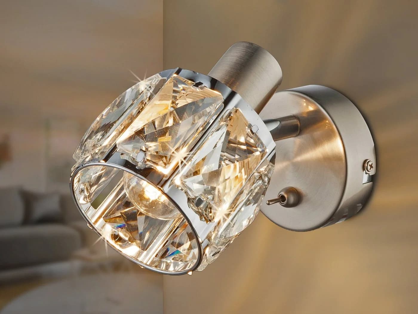 GLOBO LIGHTING LED Wandleuchte Silber Dimmbar Kristall