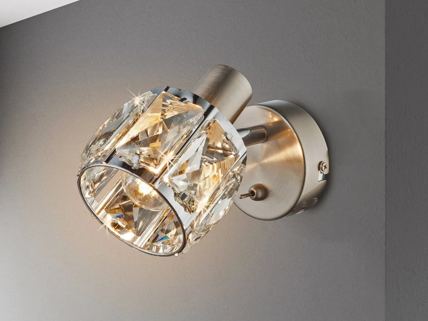GLOBO LIGHTING LED Wandleuchte Silber Dimmbar Kristall - Bild 4