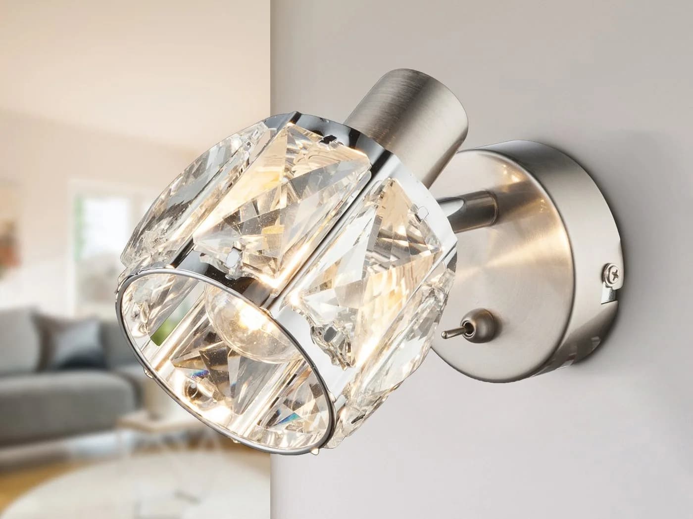 GLOBO LIGHTING LED Wandleuchte Silber Dimmbar Kristall - Bild 5