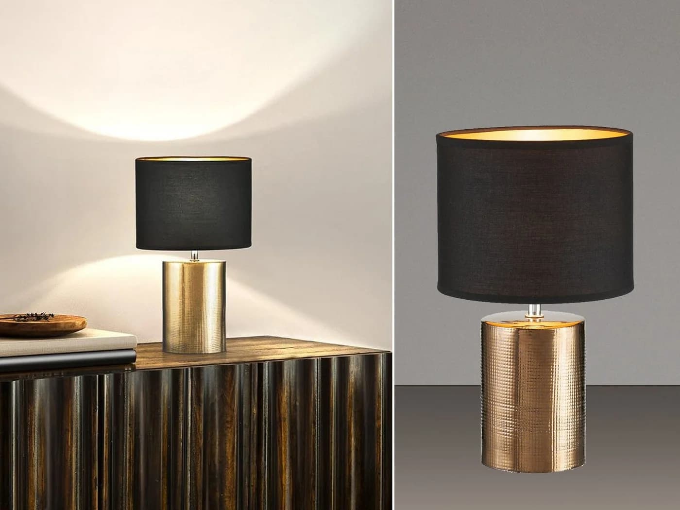 FISCHER & HONSEL LED Nachttischlampe Dimmfunktion Keramik Bronze Schwarz Gold