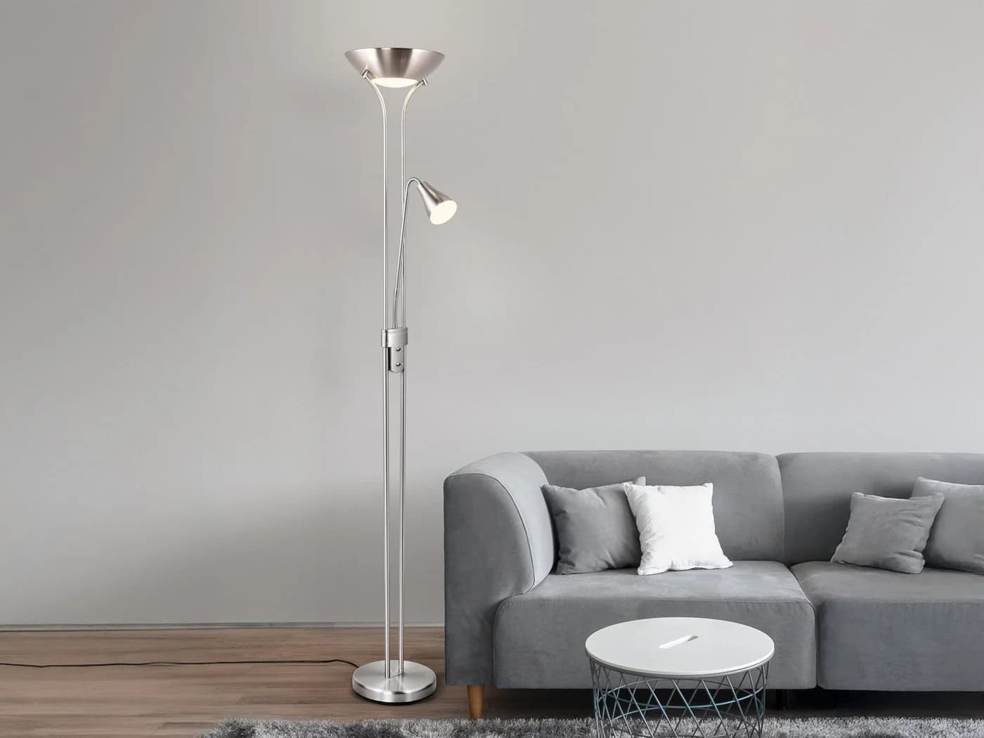 Reality Leuchten LED Deckenfluter, Dimmfunktion, Silber matt, 181,5 cm - Bild 4