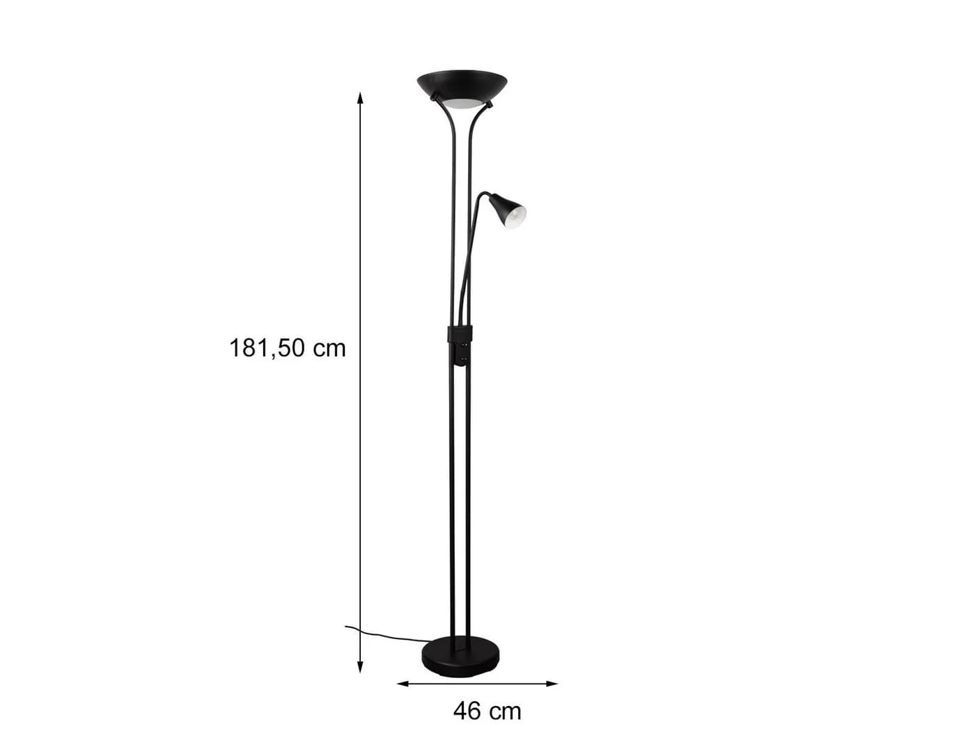 Reality Leuchten LED Deckenfluter Schwarz Matt Dimmbar mit Leselampe - Bild 4