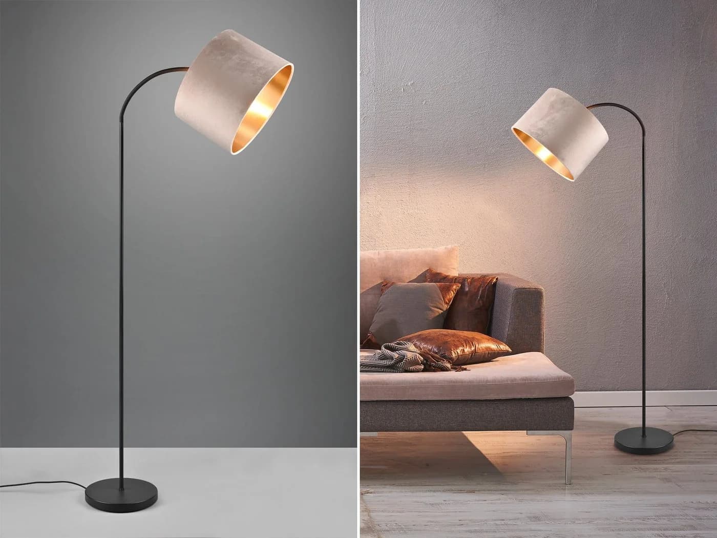TRIO Leuchten LED Bogenlampe Beige-Gold