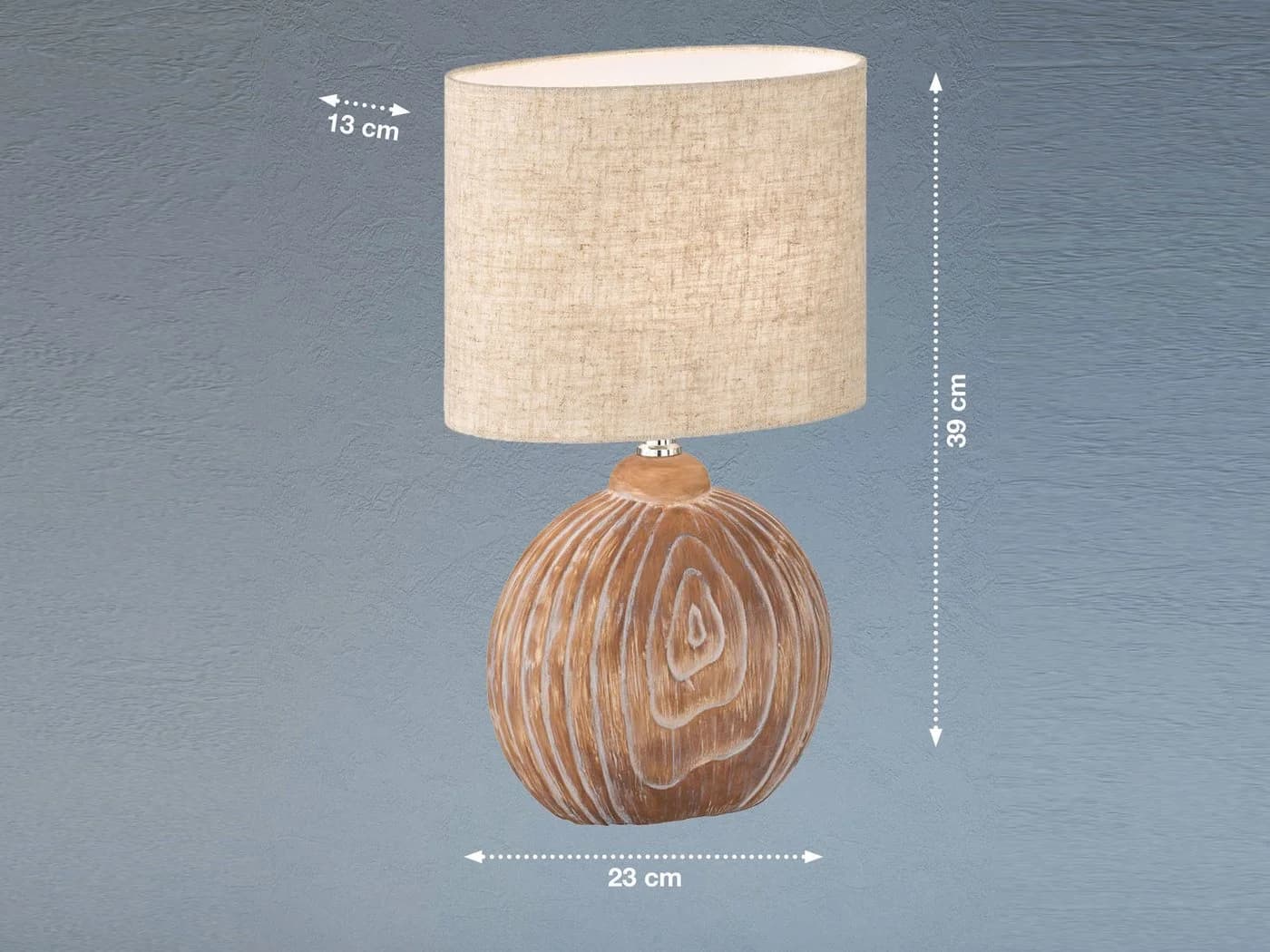 FISCHER & HONSEL LED Nachttischlampe Keramik Leinen Dimmbar Warmweiß - Bild 4