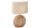 FISCHER & HONSEL LED Nachttischlampe Warmweiß Keramik Holzoptik Leinen 53cm Bild 2