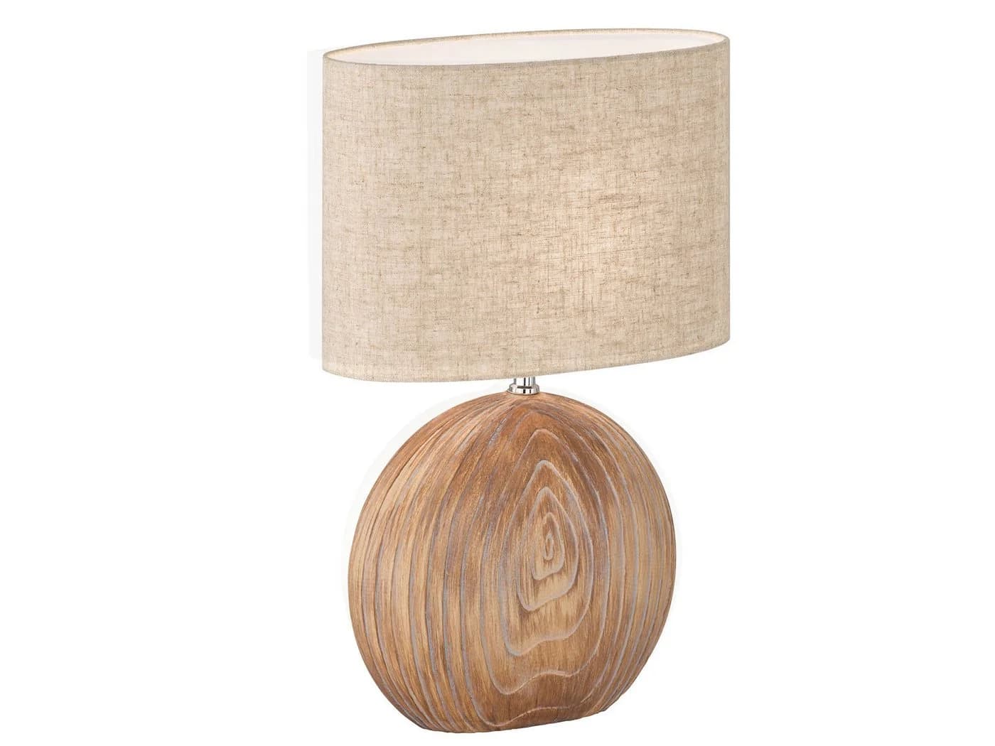 FISCHER & HONSEL LED Nachttischlampe Warmweiß Keramik Holzoptik Leinen 53cm - Bild 2