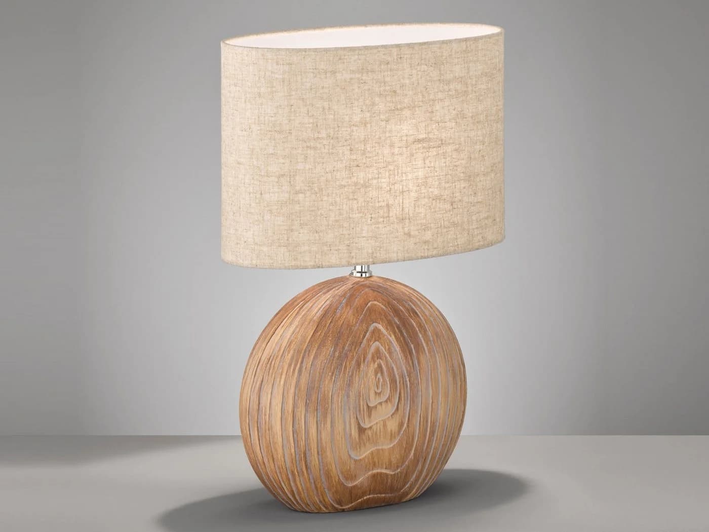 FISCHER & HONSEL LED Nachttischlampe Warmweiß Keramik Holzoptik Leinen 53cm - Bild 3