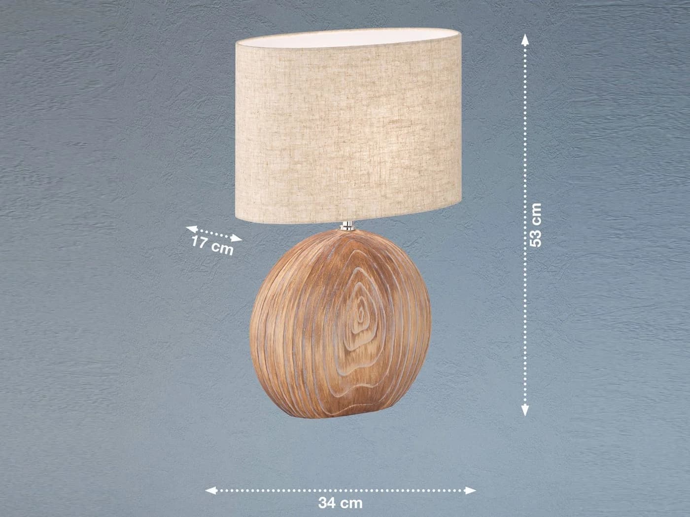 FISCHER & HONSEL LED Nachttischlampe Warmweiß Keramik Holzoptik Leinen 53cm - Bild 4