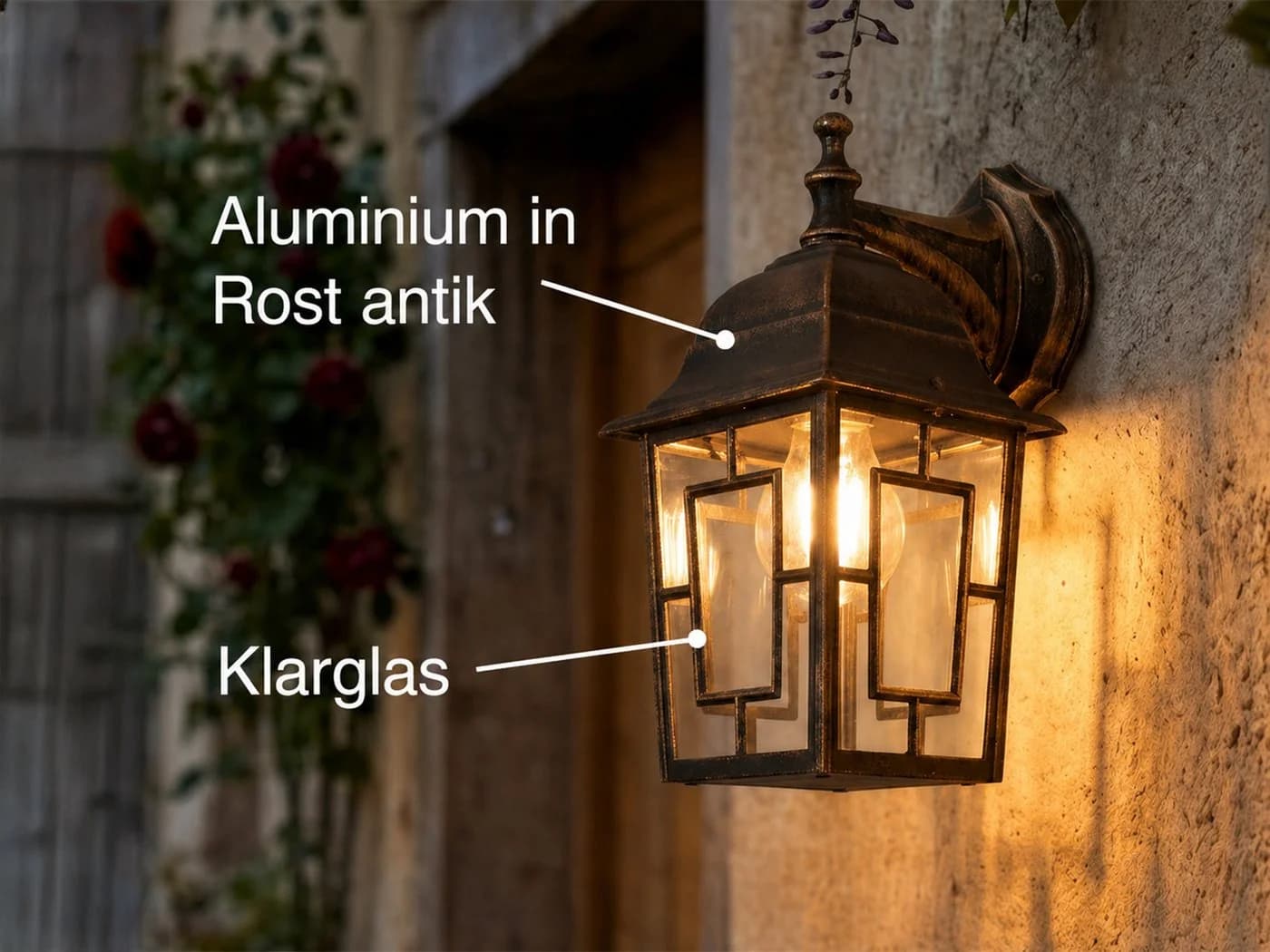 TRIO Leuchten LED Außen-Wandleuchte Rostfarben Antik Glas - Bild 3